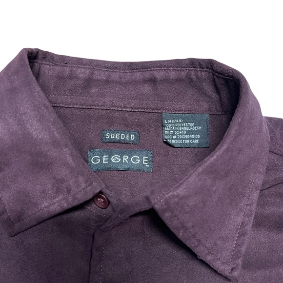 George - Men’s Suede Button Down Shirt Sz. LG - Picture 2 of 3
